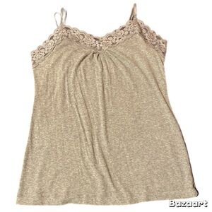 Worthington Women’s Grey Sexy 90s Cami Lace Trim Stretchy